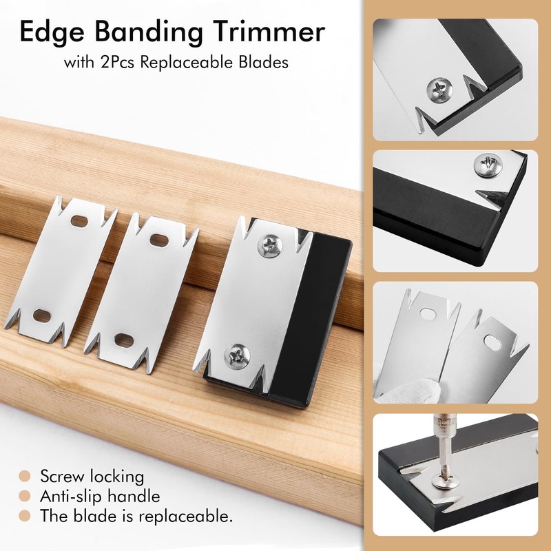 Bestgle Edge Banding Trimmer with 2Pcs Replaceable Blades for Woodworking
