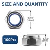M6 x 1.0mm Nylon Insert Hex Lock Nuts 100Pcs 304
