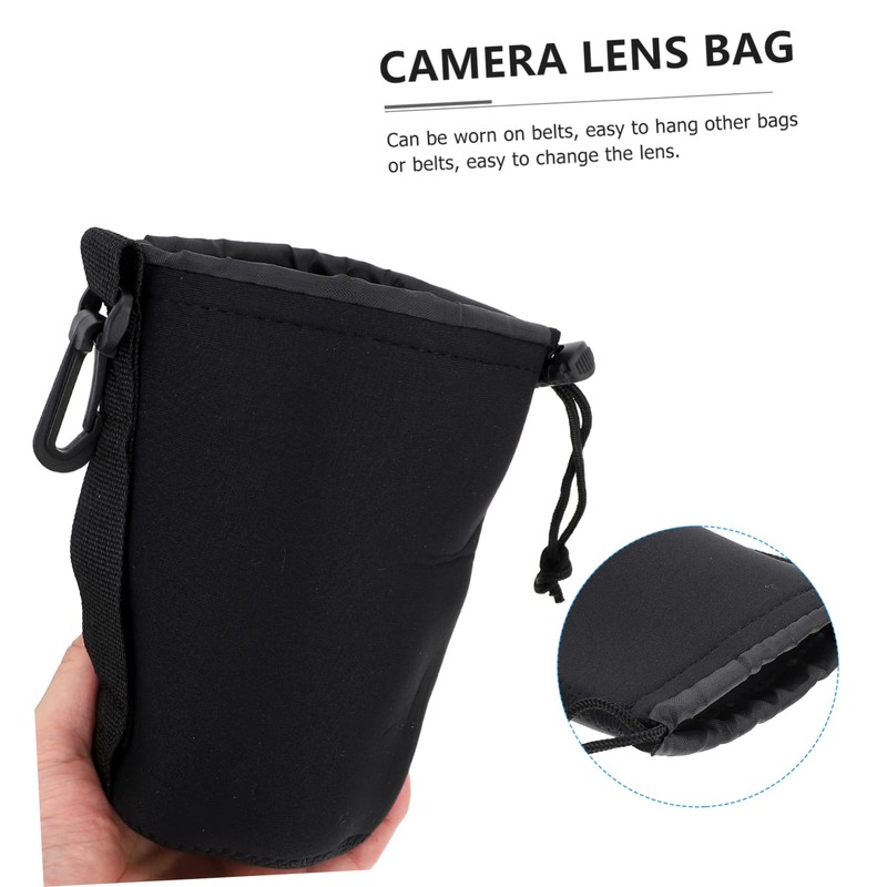 Operitacx 2PCS Neoprene Lens Pouch Bag Camera Lens Case with