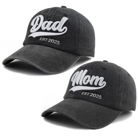 TypasTdqk New Parents Gifts for Couples, Mom and Dad Est 2025 Hats, Mama Papa Baseball Cap, Fathers Mothers Day Christmas Birthday Gifts for Daddy Mommy Pops Black Black