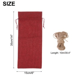 uxcell 12pcs Burlap Wine Bags, Reusable Wine Gift Pouches with Drawstrings Tags and Ropes for Weddings, Birthdays, Christmas, Parties, Home Storage (Wine Red)