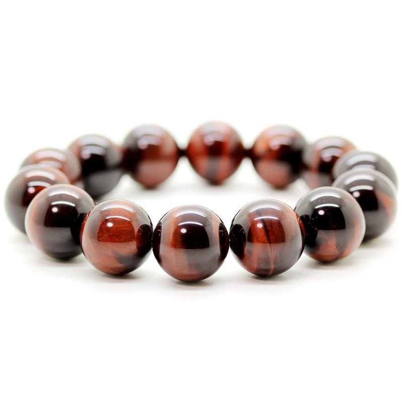 Shikui b463 Red Tiger Eye Bracelet, 0.6 inch (16 mm),