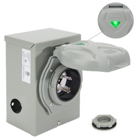 Afurkuot 30 Amp Generator Inlet Box with Pre Punched Knockouts, NEMA L5-30P Outdoor Generator Transfer Switch for 3 Prong Generator Cord, 30A Power Inlet Box for Outdoor Use