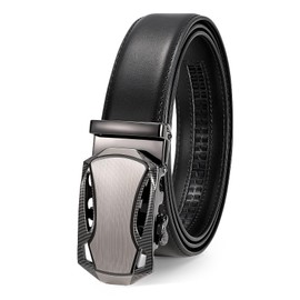 WERFORU Men's Belt Leather Automatic Ratchet Leather Belt for Men Suit Business Clothing Width 35 mm, d-black/zinc iron buckle