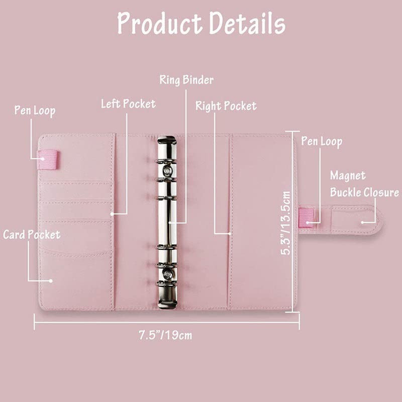 AIMALL A6 PU Leather Binder Cover Binder Pockets Cash Envelope