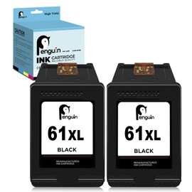 Penguin Ink Cartridge 61XL Black for HP Envy 4500 5530 4501 4502 5531 Deskjet 2542 2540 2512 1050 1010 1000 Officejet 2620 2621 4630 4632 Printer Remanufactured high-Yield 61 XL hp61 Noire 1-Pack