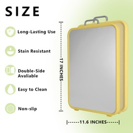 Stainless Steel Cutting Board, Double Sided Cutting Boards for Kitchen, Stainless Steel and Wheat Straw PP Large Chopping Board.Dishwasher safe. (YELLOW)
