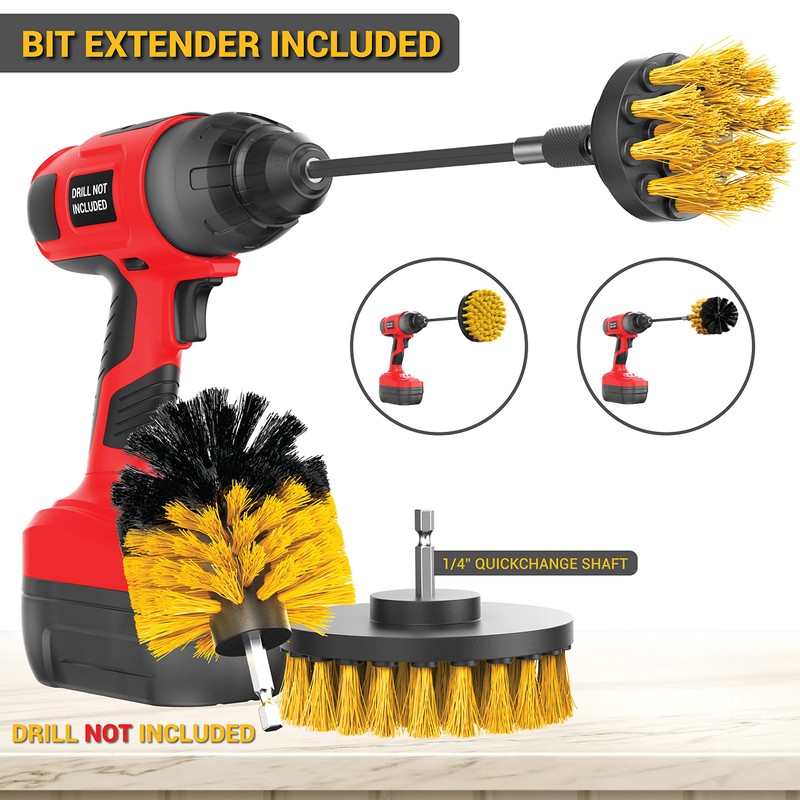 SCRUBIT Drill Brush Attachment Set - Power Scrubber Tile and