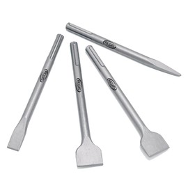 Regiis Tech 4 pcs SDS MAX 11 inch Chisel Set, Masonry Concrete Drill Bit Set, Tile Removal Chisel Bits for Rotary Hammer with Point Flat Tile Scraping Chisels
