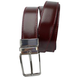 MÁRQUEZ CINTURONES - Men's Reversible Leather Belt 30mm, Burgundy red
