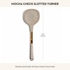 MACKENZIE-CHILDS Slotted Spoon, Silicone Turner for Cooking, Brown-and-White Mocha Check
