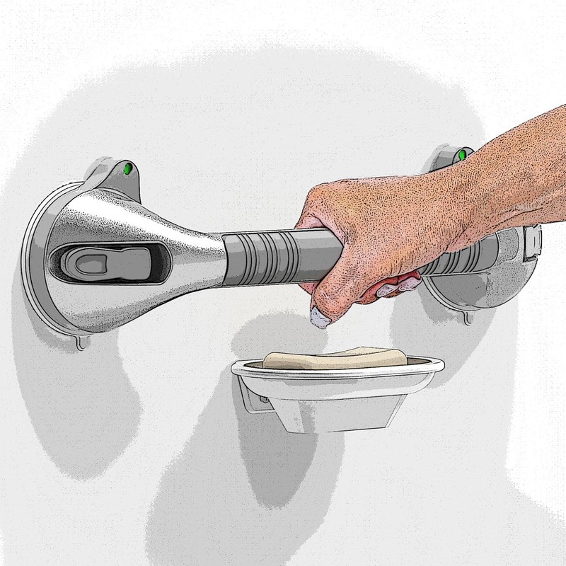 17“ Suction Shower Grab Bar with Indicators, Tool-Free Installation, Steady