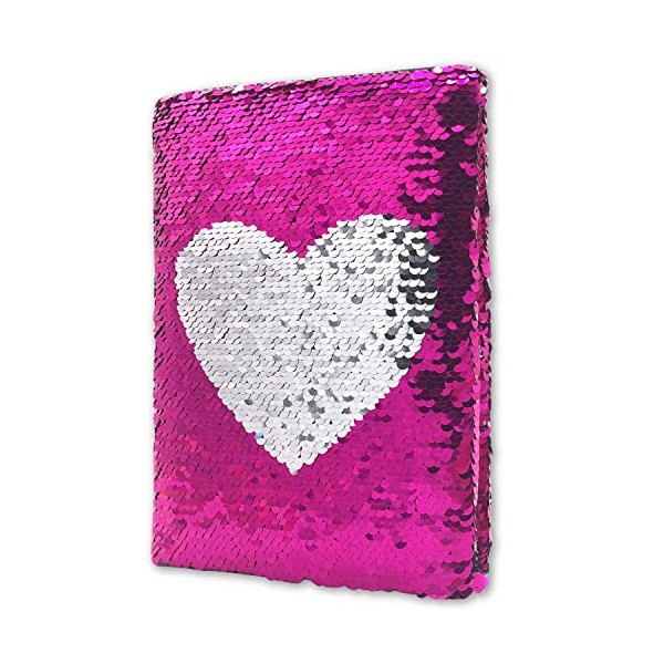 GINMLYDA Girls Diary, Reversible Sequin Girls Notebook 180 Lined Pages