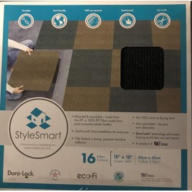 Cutting Edge, 18" x 18" Peel and Stick, Self Adhering, Square Carpet Tile, Polyester, Indoor Outdoor Carpet (16 Tiles) (36 sqft/Box) (Chestnut)