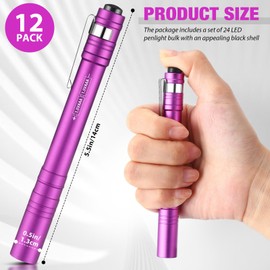 Tujoe 12 Pack LED Penlight Bulk, Christmas Gifts for Men, Pocket Flashlight with Clip, Aluminum Pen Flashlights Mini Pen Light for Nurses Hospital Outdoor Camping Emergency Hiking(Colorful)