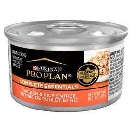 Purina Pro Plan High Protein Cat Food Complete Essentials Wet Gravy, Chicken and Rice Entree - (24) 3 Oz. Pull-Top Cans