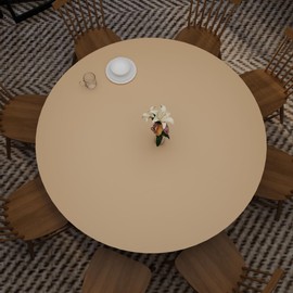 Zinkooat Round Table Pad,1.8mm Thick,Dia.36 Inch,Round Leather Table Cover,Round Table Protector,Round Dining Table Protector,Round Table Top Protector.(Dia.36,Light Brown+Gray)