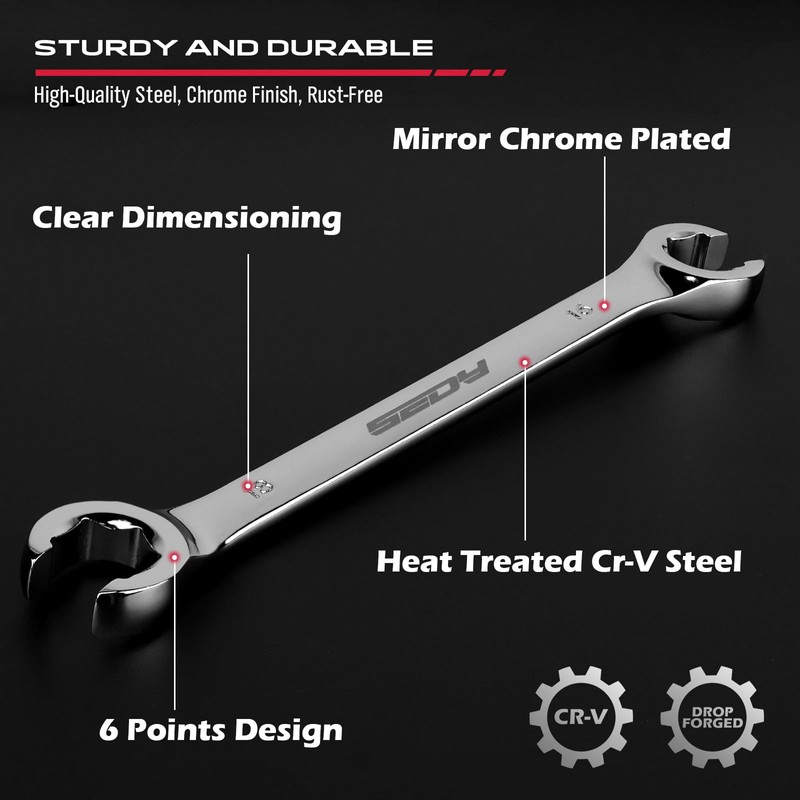 SEDY 14-Piece Flare Nut Wrench Set with PTFE Tape, Metric