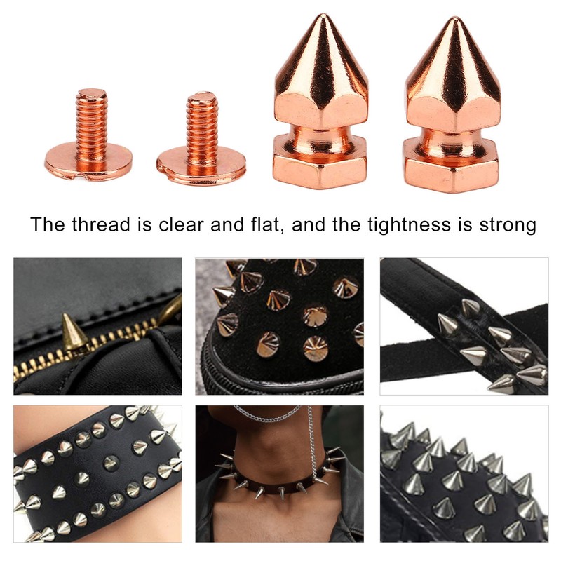 100 Sets Spiked Cone Spike Stud Rose Gold High Hardness