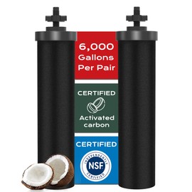 NSF/ANSI 42&372 Certified Water Filter，Gravity Water Filter Replacement for Berkey® BB9-2® Black Purification Elements and Berkey® Gravity Filter System, 2 Pack