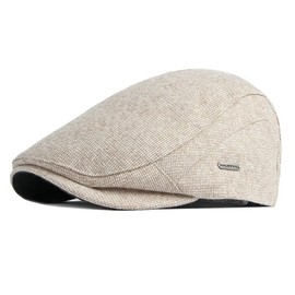 Flat Cap Men's Peaked Cap Beret Newsboy Beret Hat Flat Hat Cotton 1920 Style Adjustable Cabbie Gatsby Beret Cap, B2#Beige