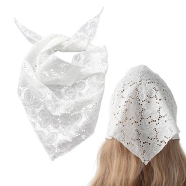 Thinslimer Bandana Headband White Bandana for women Simplicity Head Scarf for Girls Cute Adjustable Bandanas for Women (Flower)