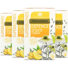 Twinings Superblends Defence Tea - Citrus & Ginger Green Tea Herbal Infusion with Echinacea & Vitamin C - 80 x Biodegradable Tea Bags