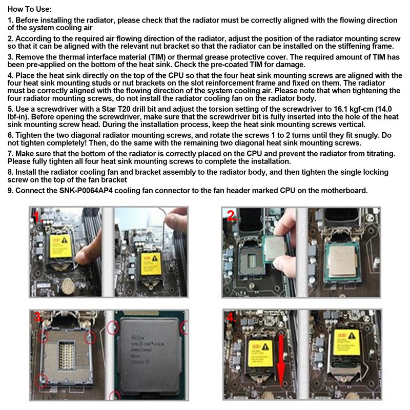 CPU Cooler Cooling Fan Radiator Computer Supplies SNKP0064AP4 AMD EPYC