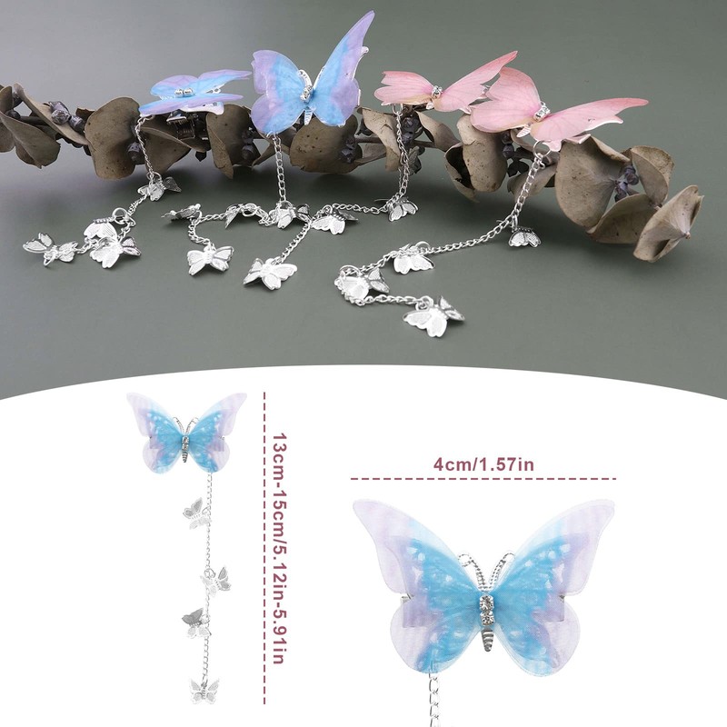 ECSiNG 4 Pairs (8 Pieces) Butterfly Hair Clips Fairy Hair