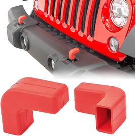Factory Bumper Tow Hook Covers for Jeep Wrangler JK JL Gladiator TJ, Red Tow Hook Protector Jeep Wrangler Accessories 2007-2023 Front Bumper Tow Hook Protector Rubber Covers
