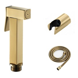 Handheld Bidet Sprayer for Toilet, Cloth Diaper Sprayer with Wall Mounts (ABS) and Hand Held Bidet Bathroom Hose (Stainless Steel), Jet Spray for Toilet, Muslim Shower, Easy to Install (Gold)