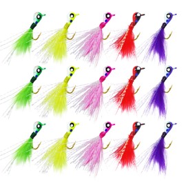 CWSDXM 15PCS Ice Fishing Jigs Glow-in-The-Dark Ice Fishing Set with Sharp Hooks for Bass, Trout, Panfish, Crappie, Bluegill