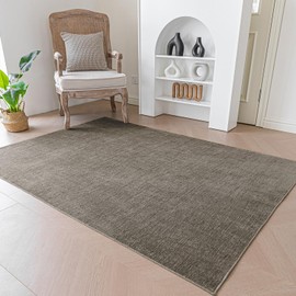 Evitany Low Pile Bedroom Rugs Washable Carpet Anti-Slip Soft Rugs Area Rugs for Bedroom Kitchen Lounge,Taupe,60x90 cm