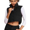 ELLEVEN Corduroy Cropped Puffer Vest for Women High Stand Collar
