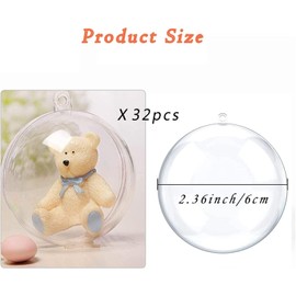 32 Pcs Clear Fillable Xmas Ball,Christmas Baubles,DIY Crafts Ornaments Christmas Tree Baubles Decoration for Christmas, Wedding, Party, Home Decor
