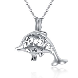 PORTCAS Dolphin Perfume Diffuser 925 Sterling Silver Necklace, Exquisite Women's Jewelry Necklace for party, Fashion Think Hypoallergenic Pendent for Mother's Day