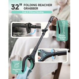 INMAKER 5PCS Hip Kit, Hip Kit for Seniors Total Replacement Prime After Surgery, with 32in Roeating Reacher Grabber, 4 in 1 Multifunction Handle Shoehorn, Leg Lifter, Sock Aid, Shower Brush
