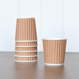 HOT BARGAINS Disposable Triple Wall Paper Cups for Hot and Cold Drinks Espresso Size 4oz / 120ml Kraft Ripple Cups (Pack of 100)