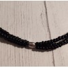 Handmade Boho Black & Silver Triple Beaded Choker Necklace Hippie