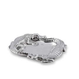 Arthur Court Designs Aluminum Alligator Food Service Tray, Desktop Storage Organizer, Catchall, Valet, Nightstand or Dresser 9 inch Long