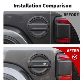 JWWY Fuel Tank Cap with Lock Lockable Key-Lock Fuel Tank Cover Locking Gas Cap Fit for 2018-2024 Jeep Wrangler JL JLU Exterior Accessories 2/4 Door Black Aluminum Alloy
