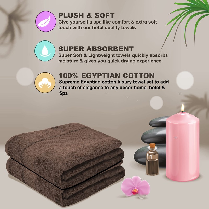Towelogy® Quick Dry Large Bath Towels Set Egyptian Cotton Ring