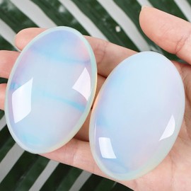 QINJIEJIE Large Opal 2.4 Inch Oval Crystal Natural Crystals Gemstones Worry Stones Worry Stones Polished Stones Reiki Stones for Anxiety Relieve Yoga Meditation Decoration 1 Piece