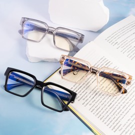 OKH TR90 Blue Filter Glasses for Men and Women, No Prescription Gaming Computer Blue Light Filter Glasses, Anti-Eye Fatigue and UV Protection, Transparent grey