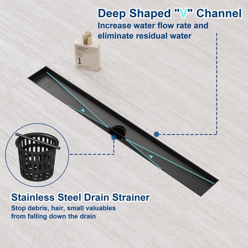 Neodrain 18-Inch Linear Shower Drain,with 2-in-1 Flat & Tile Insert