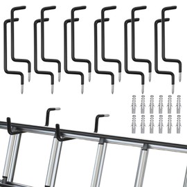 Pafeooui 12 Pcs Heavy-Duty Black Ladder Hooks – Iron & PVC Wall Mount Storage Hangers for Bike, Ladder, Chair, Tools (75 lbs Capacity)