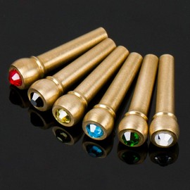 lotmusic Guitar Bridge Pins for Acoustic Classical Guitar Brass with Colourful Crystal Inlay Slotted