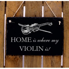 Slate 'Home is Where My Violin is' Sign with Violin Motif Music Violin – 22 x 16 cm