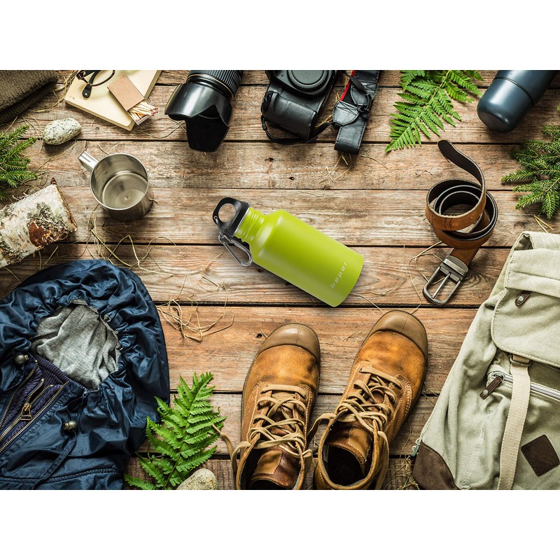 Beper Vacuum Flask with Carabiner Standard Green