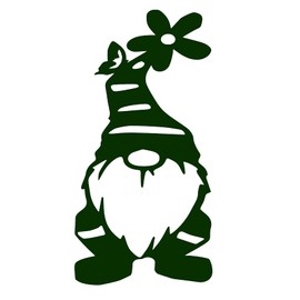 Gnome with a Flower Vinyl Decal Sticker Design #3 Car Window Wall Laptop Lucky Symbol el gnomo 金言 гном (3.5' x 7', Green)